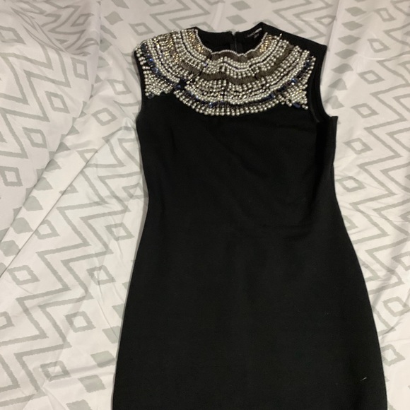Black bodycon dress with gems/beading - Picture 1 of 2